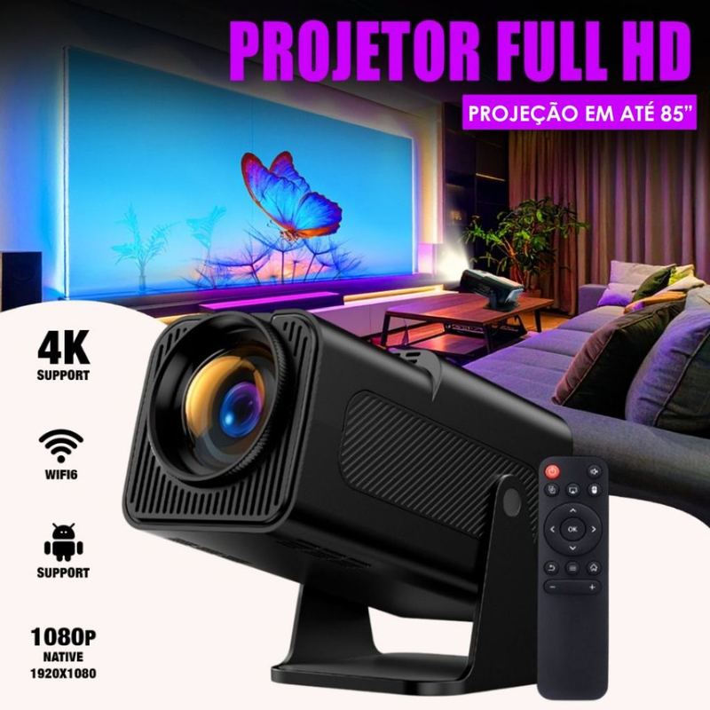 Projetor Portátil HY320 Smart Android 11 WiFi – Tela até 150” com Espelhamento e Bluetooth | Tech Gold Brasil